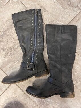 COOPERRR SIZE 8.5 Classic GRAY Women's Tall Riding Boots - Sleek Everyday Style